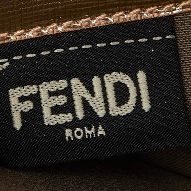 Pre Owned Fendi Gold Laminated Leather Tube On Chain Wallet