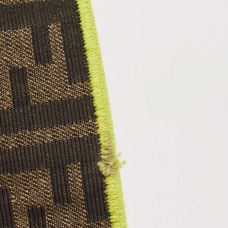 Pre Owned Fendi Neon Green/Tobacco Zucca Canvas Large Baguette Shoulder Bag