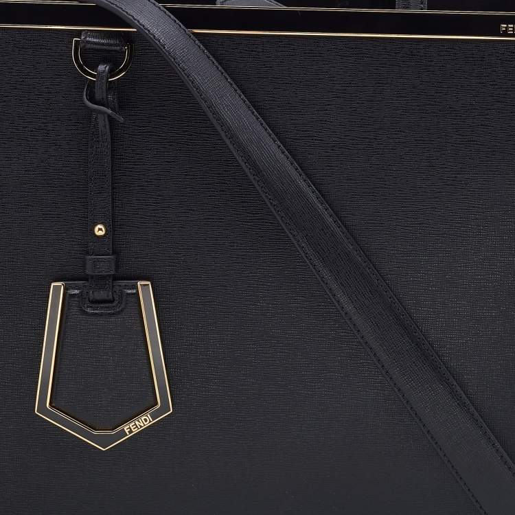 Pre Owned Fendi Black Leather Medium 2Jours Tote
