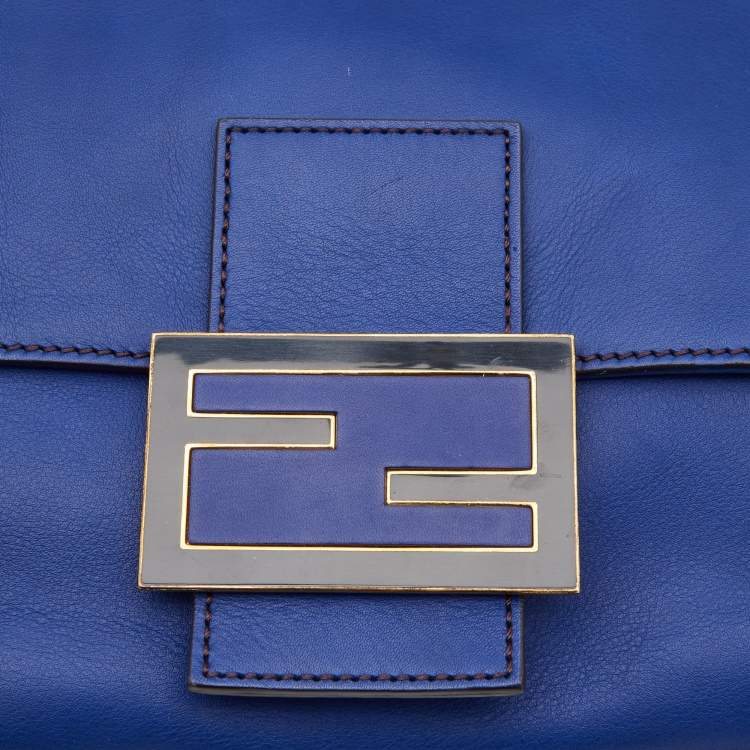 Pre Owned Fendi Blue Leather Mama Forever Shoulder Bag