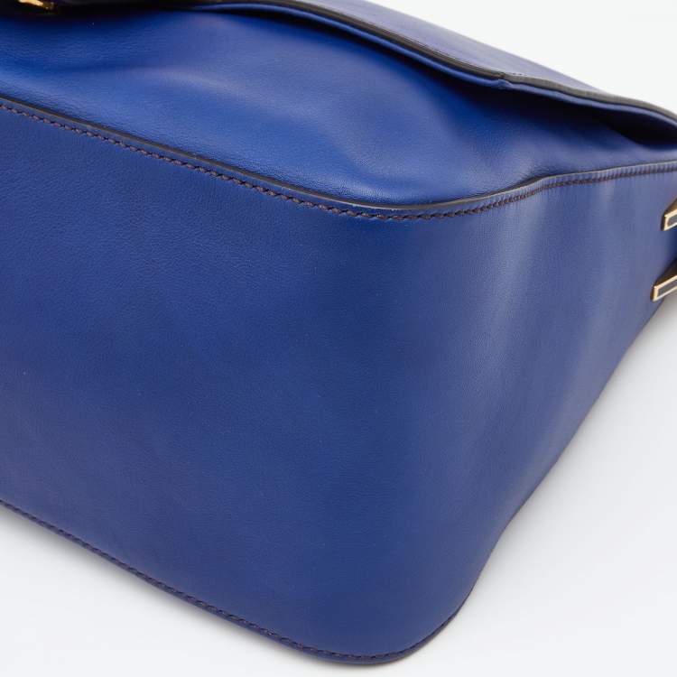 Pre Owned Fendi Blue Leather Mama Forever Shoulder Bag