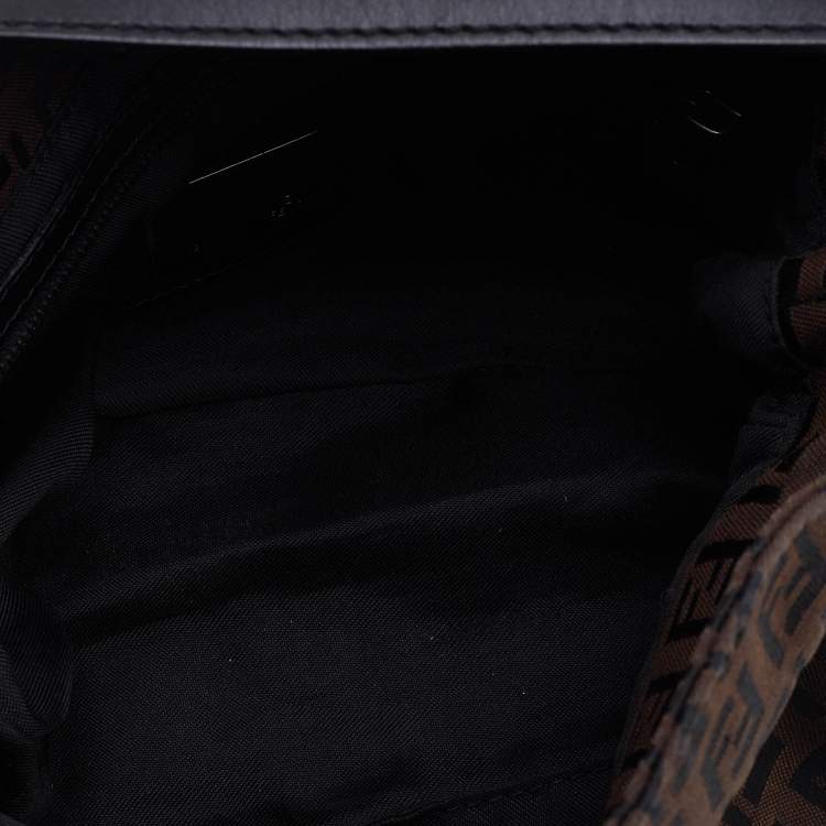Pre Owned Fendi Black/Brown Zucchino Canvas and Leather Mama Baguette Bag