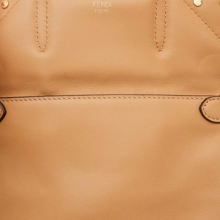Pre Owned Fendi Beige Leather Small Flip Bag