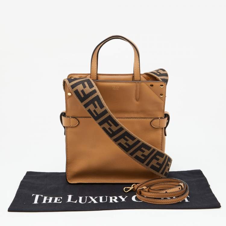 Pre Owned Fendi Beige Leather Small Flip Bag