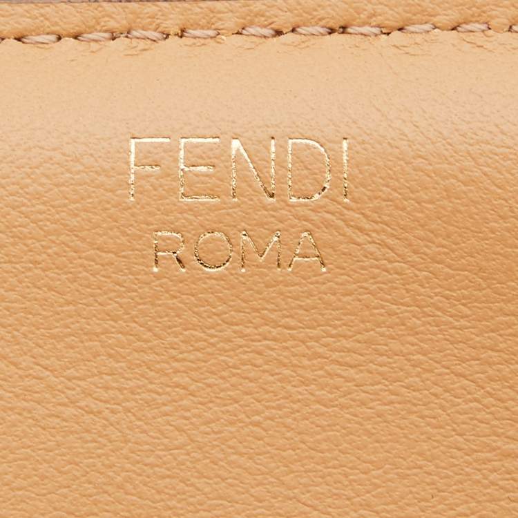 Pre Owned Fendi Beige Leather Small Flip Bag