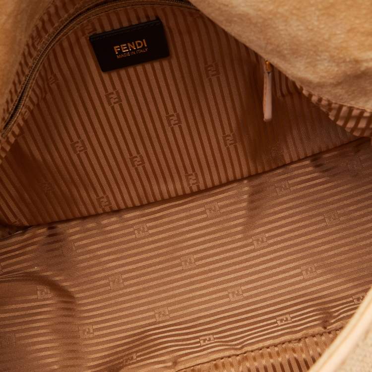 Pre Owned Fendi Beige Raffia and Leather Detail Mama Forever Shoulder Bag