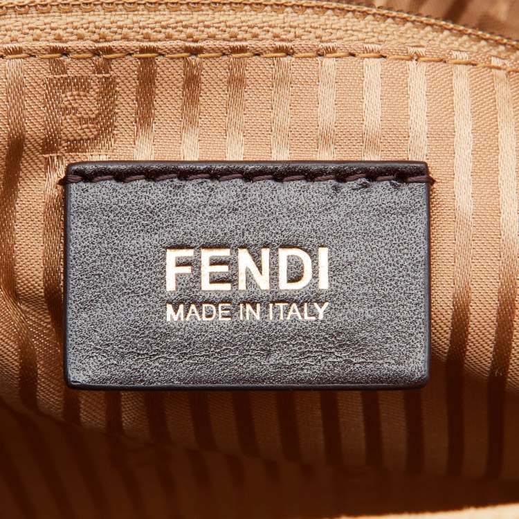 Pre Owned Fendi Beige Raffia and Leather Detail Mama Forever Shoulder Bag