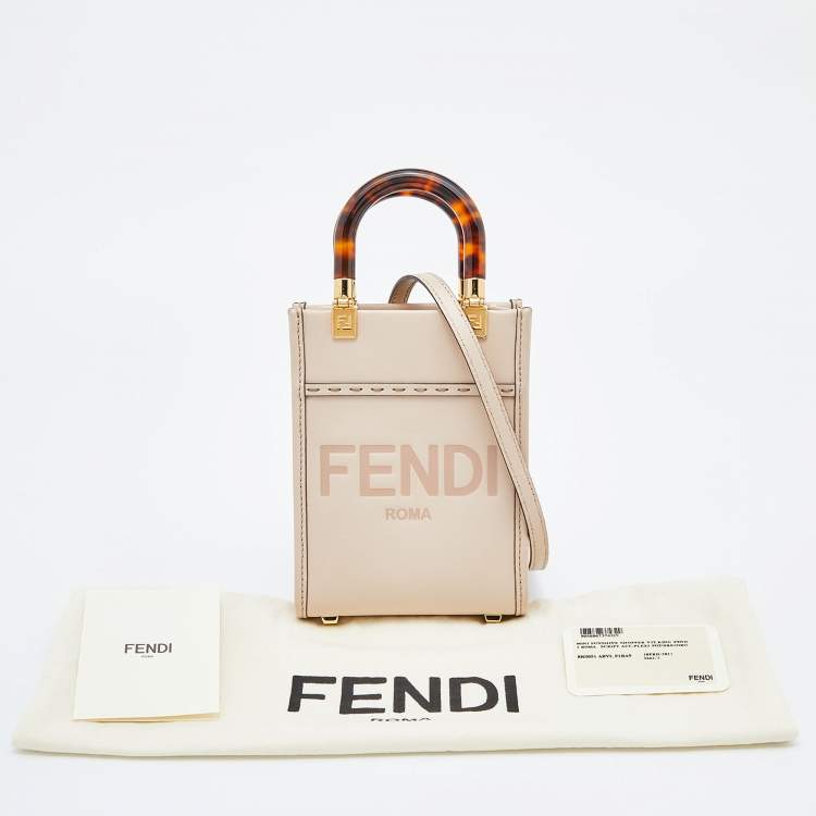 Pre Owned Fendi Pink Leather Mini Sunshine Tote