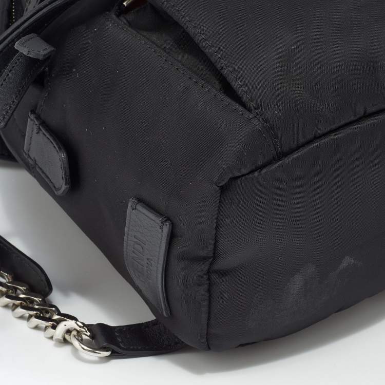 Pre Owned Fendi Black Nylon and Leather Mini Monster Eye Backpack