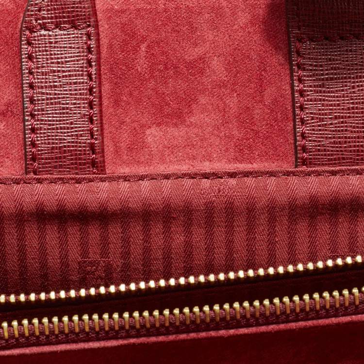 Pre Owned Fendi Red Leather Medium 2Jours Tote