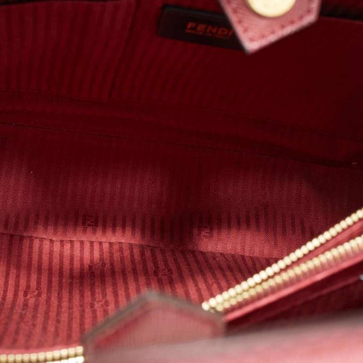 Pre Owned Fendi Red Leather Medium 2Jours Tote