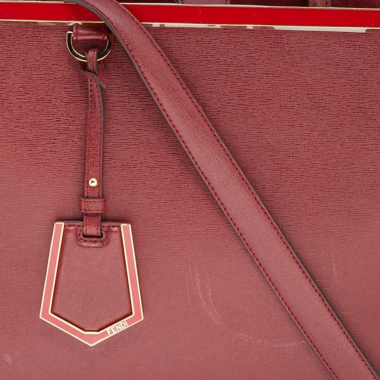 Pre Owned Fendi Red Leather Medium 2Jours Tote
