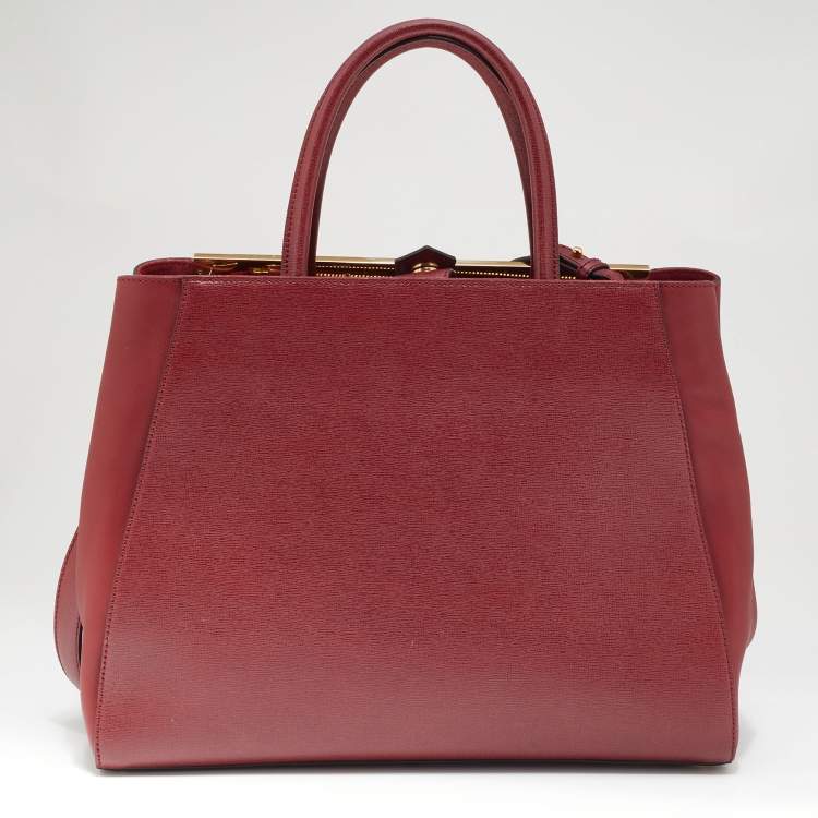 Pre Owned Fendi Red Leather Medium 2Jours Tote
