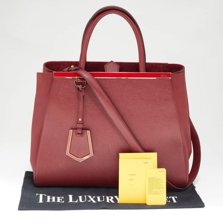 Pre Owned Fendi Red Leather Medium 2Jours Tote