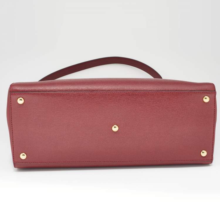 Pre Owned Fendi Red Leather Medium 2Jours Tote