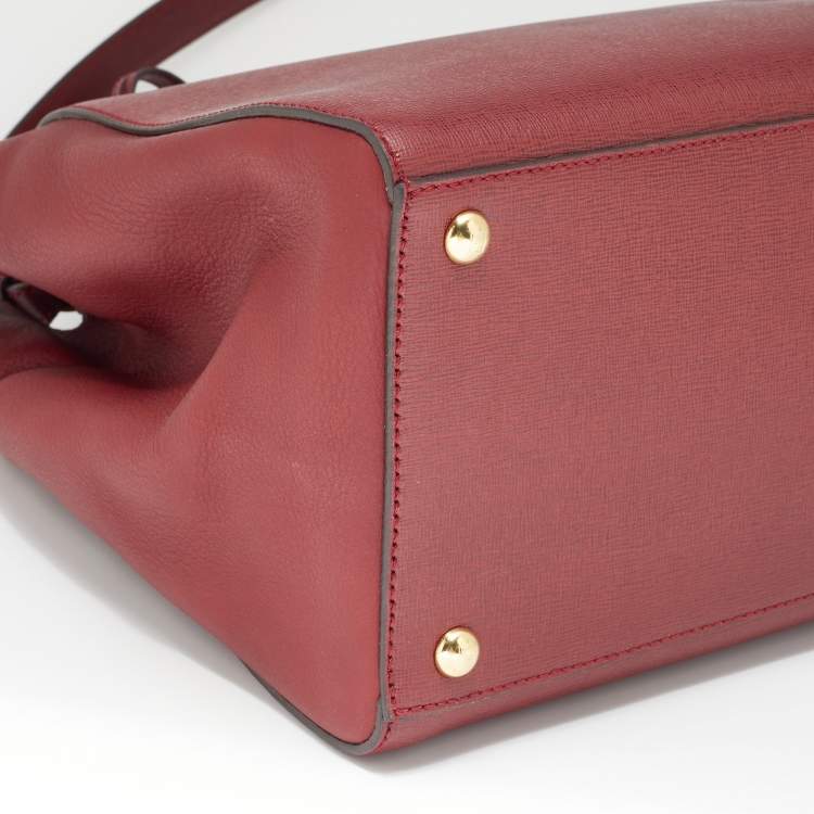 Pre Owned Fendi Red Leather Medium 2Jours Tote