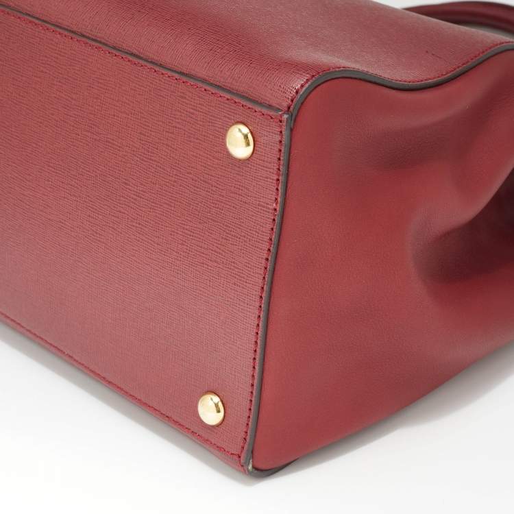 Pre Owned Fendi Red Leather Medium 2Jours Tote