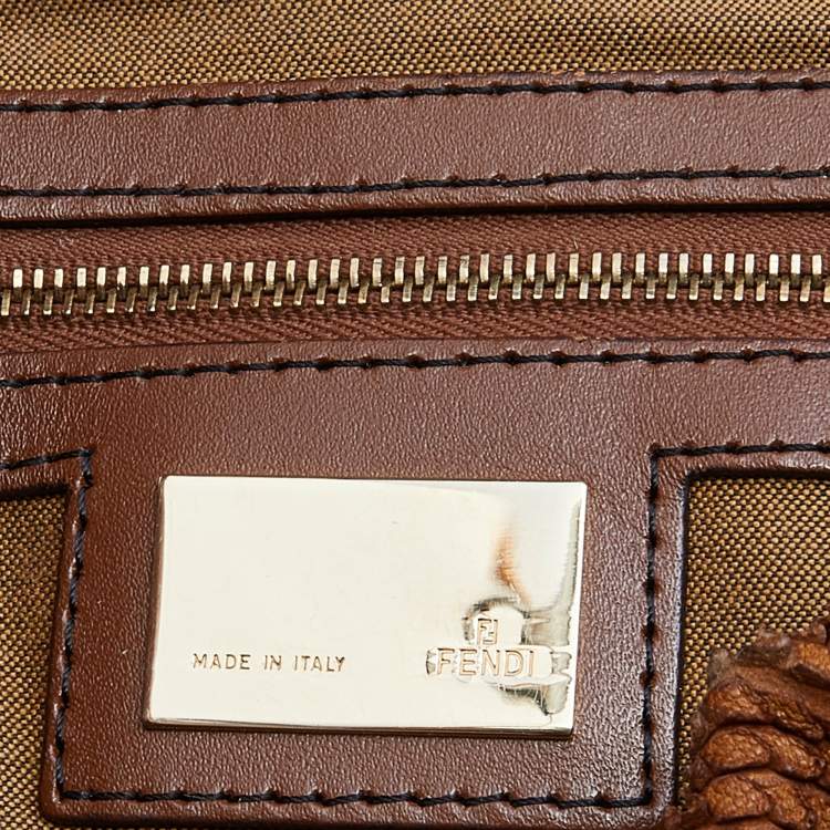 Pre Owned Fendi Tan/Brown Snakeskin Embossed Leather Magic Shoulder Bag