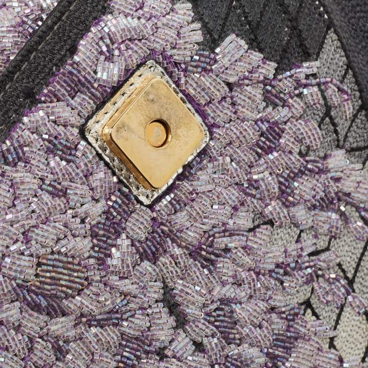 Pre Owned Fendi Multicolor Canvas Beads Embellished Clutch