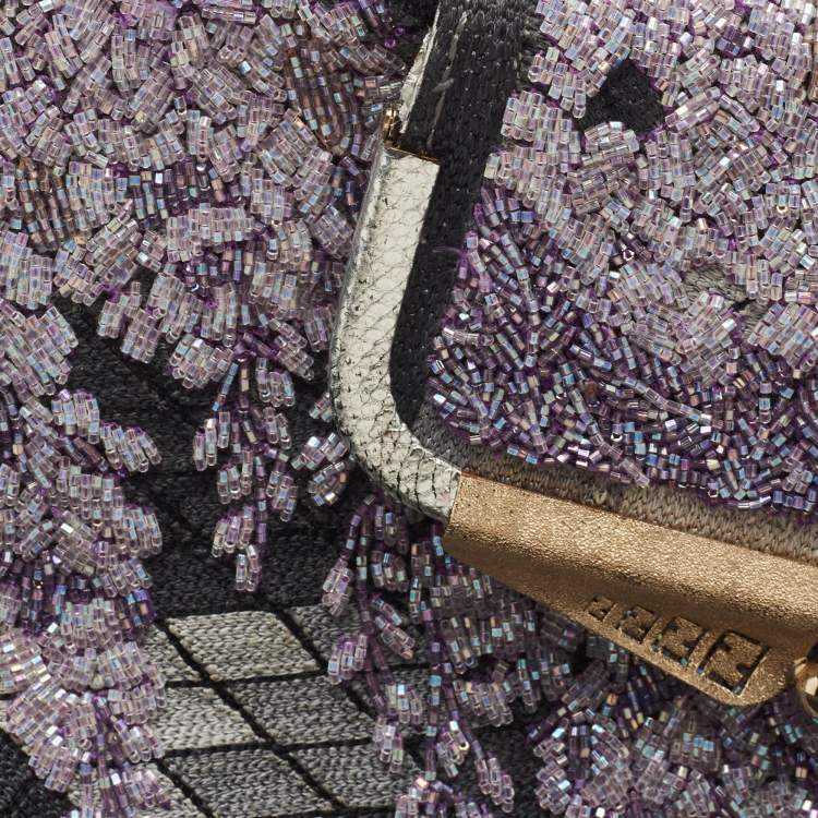 Pre Owned Fendi Multicolor Canvas Beads Embellished Clutch