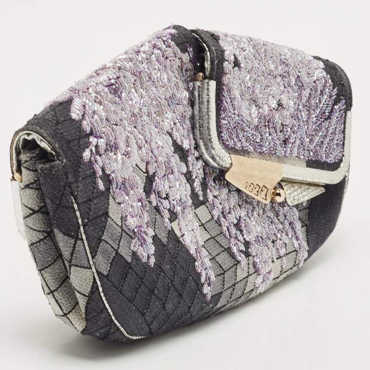 Pre Owned Fendi Multicolor Canvas Beads Embellished Clutch