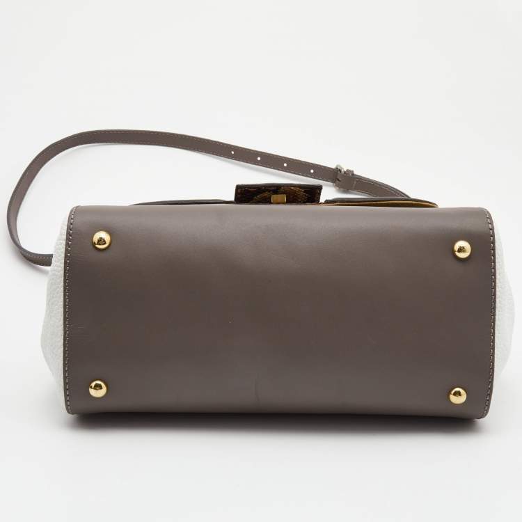 Pre Owned Fendi Multicolor Leather and Python Silvana Top Handle Bag