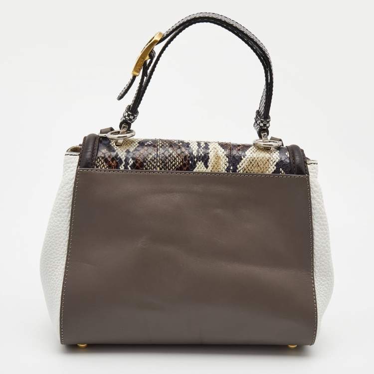 Pre Owned Fendi Multicolor Leather and Python Silvana Top Handle Bag