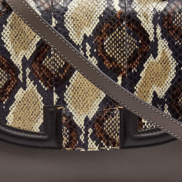 Pre Owned Fendi Multicolor Leather and Python Silvana Top Handle Bag