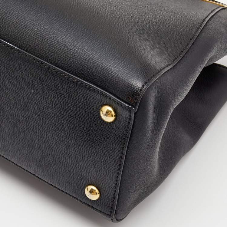 Pre Owned Fendi Black Leather Small 2Jours Tote