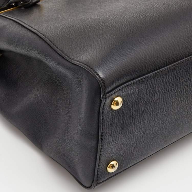 Pre Owned Fendi Black Leather Small 2Jours Tote