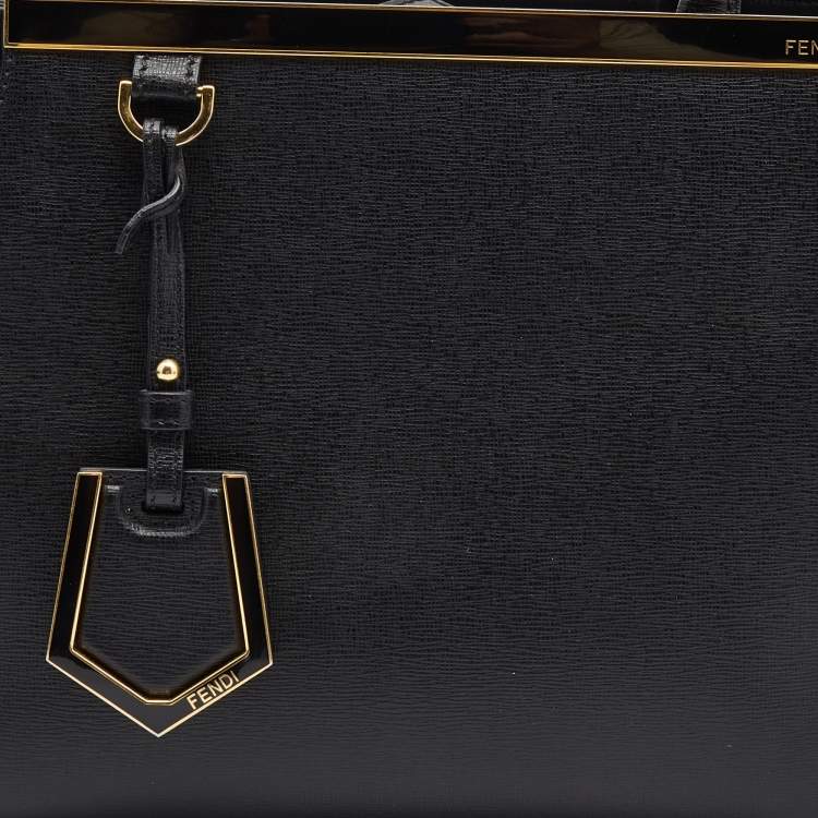 Pre Owned Fendi Black Leather Small 2Jours Tote