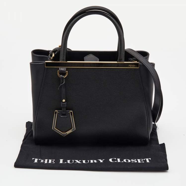 Pre Owned Fendi Black Leather Small 2Jours Tote