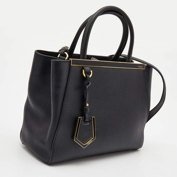 Pre Owned Fendi Black Leather Small 2Jours Tote
