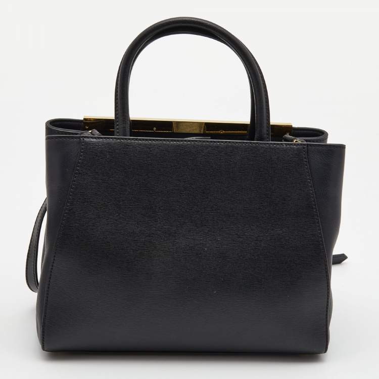 Pre Owned Fendi Black Leather Small 2Jours Tote