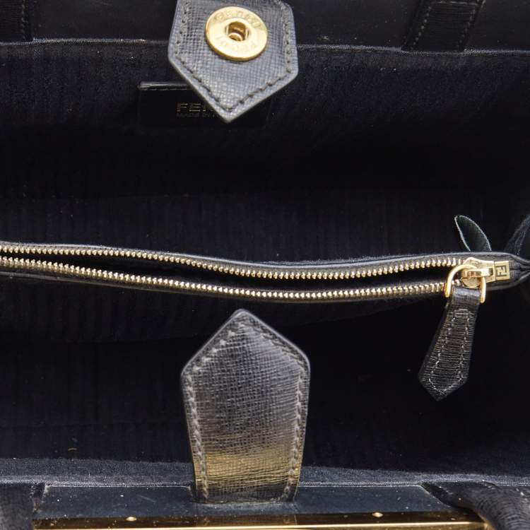 Pre Owned Fendi Black Leather Small 2Jours Tote