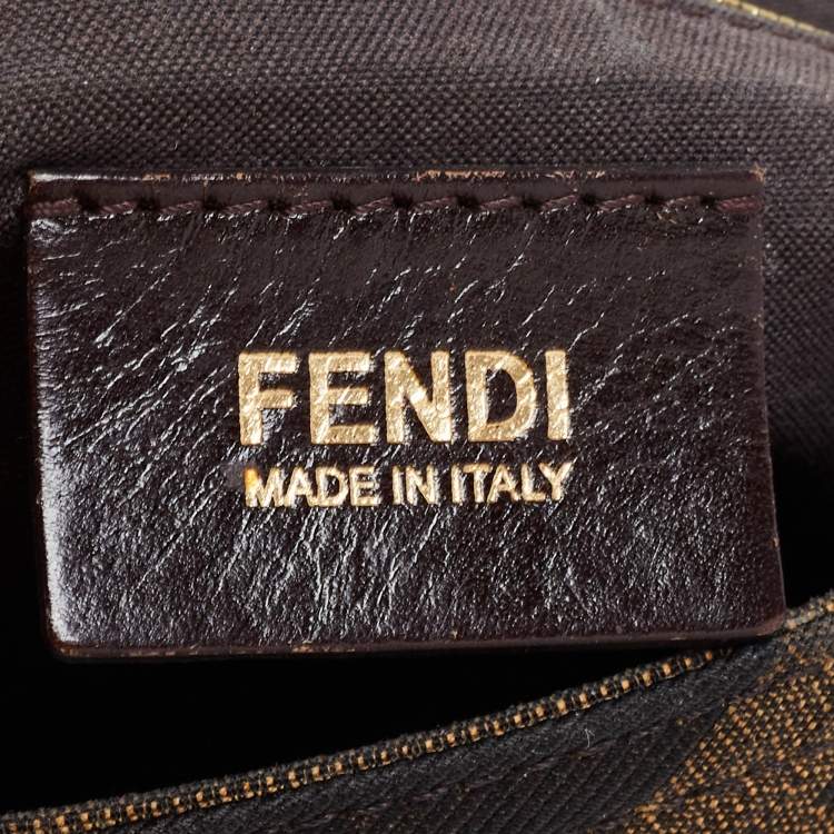 Pre Owned Fendi Tobacco Zucca Canvas and Leather Maxi Baguette Flap Shoulder Bag