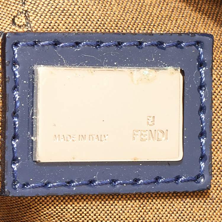 Pre Owned Fendi Blue Patent Leather Mama Chain Baguette Bag