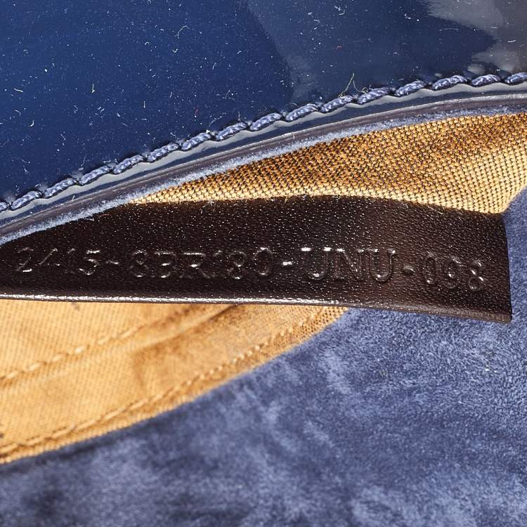 Pre Owned Fendi Blue Patent Leather Mama Chain Baguette Bag