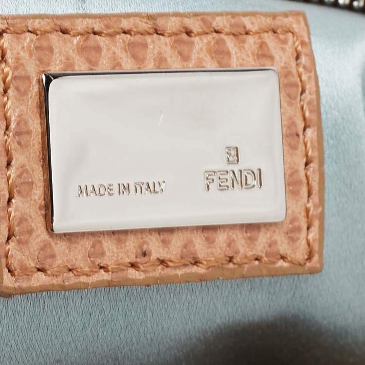 Pre Owned Fendi  Beige/White Leather and Lizard Beaded To You Clutch Bag