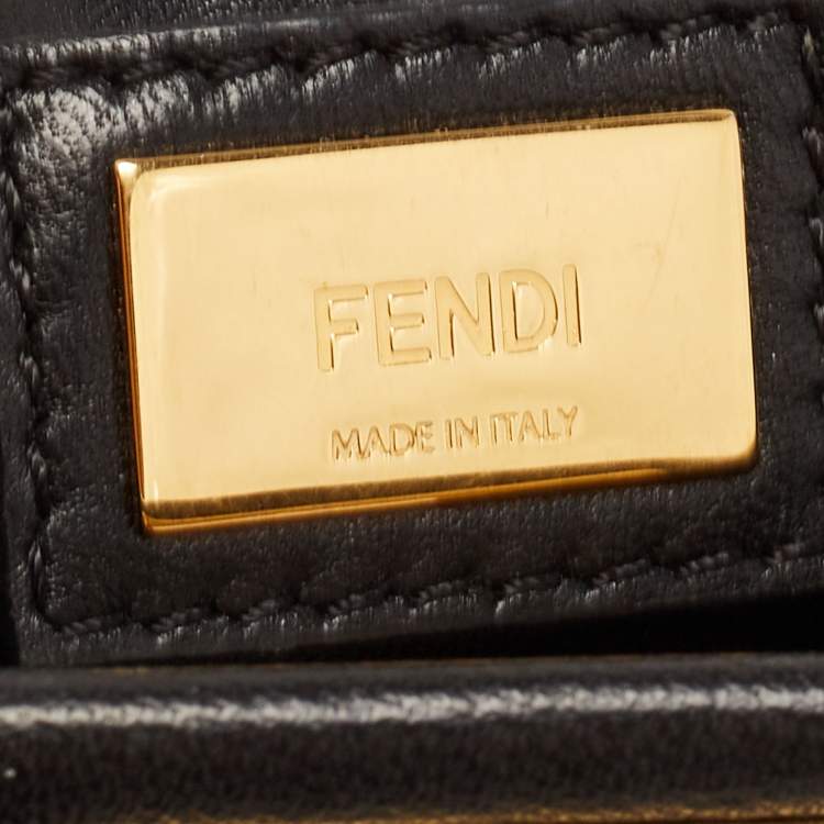 Pre Owned Fendi Black Leather Mini Peekaboo Top Handle Bag