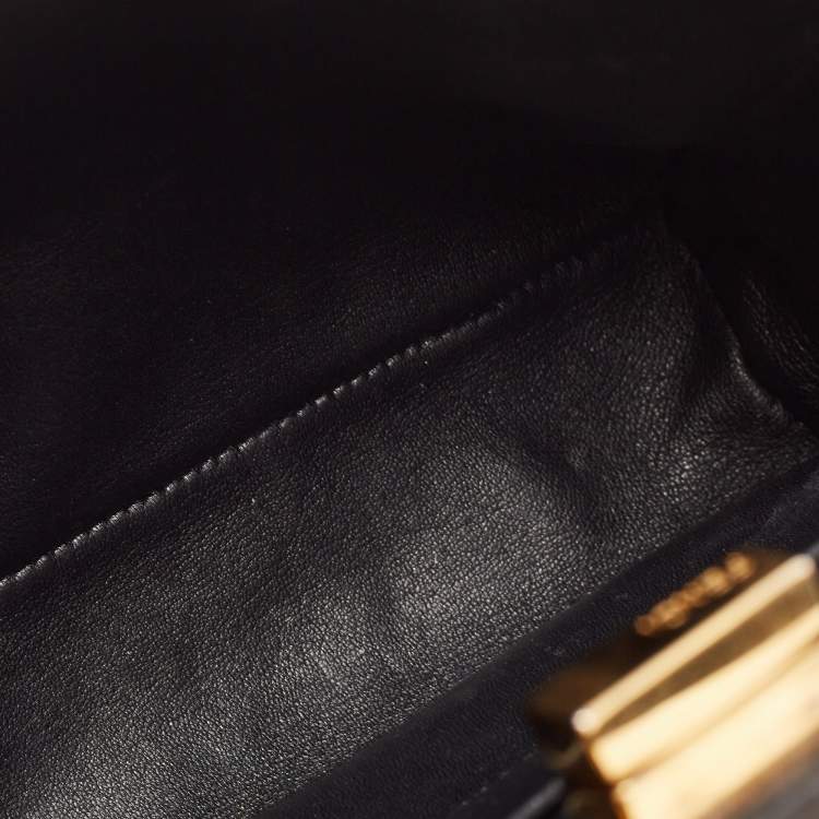 Pre Owned Fendi Black Leather Mini Peekaboo Top Handle Bag