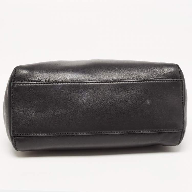 Pre Owned Fendi Black Leather Mini Peekaboo Top Handle Bag
