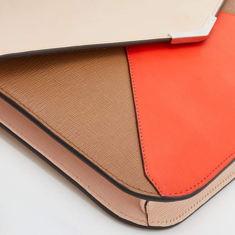 Pre Owned Fendi Tri Color Leather 2Jours Envelope Clutch