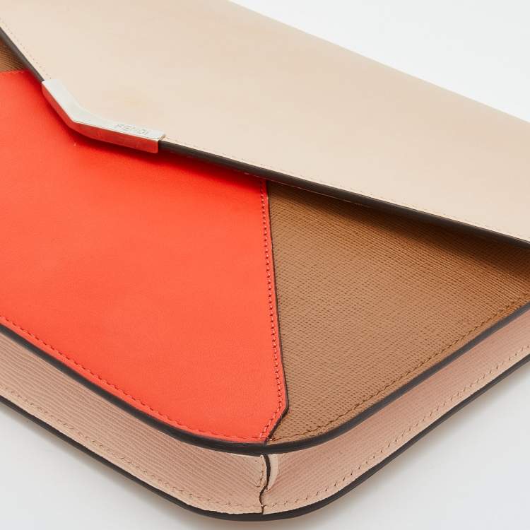 Pre Owned Fendi Tri Color Leather 2Jours Envelope Clutch