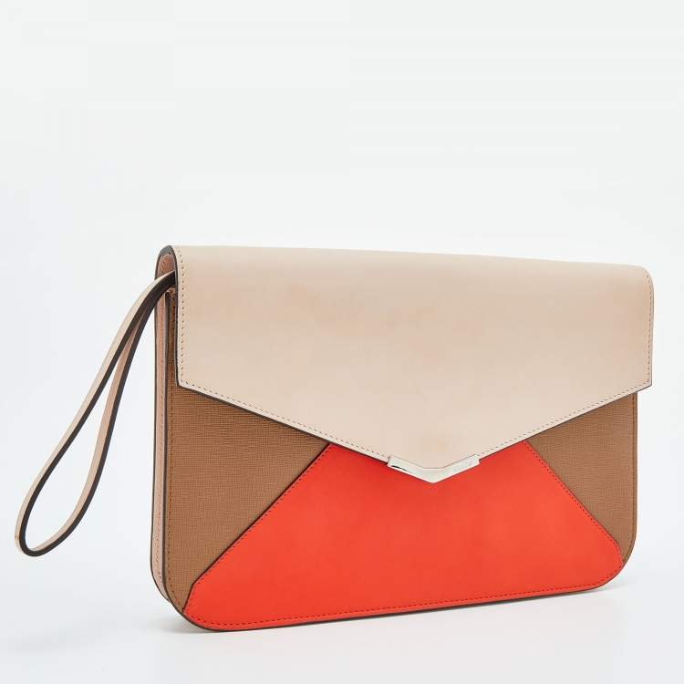 Pre Owned Fendi Tri Color Leather 2Jours Envelope Clutch