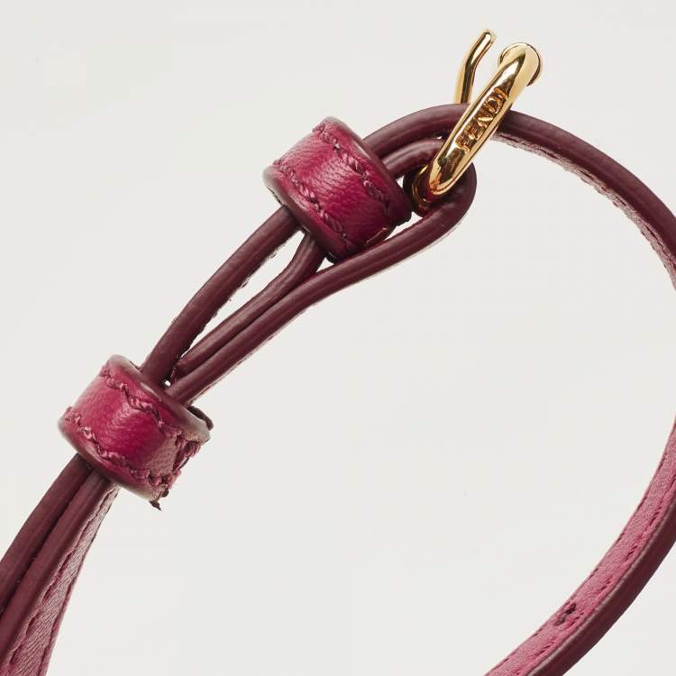Pre Owned Fendi Dark Red Leather Mini Peekaboo Top Handle Bag