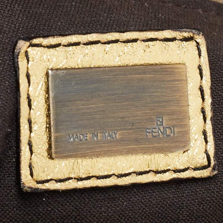 Pre Owned Fendi Gold Mirrored Leather B Shoulder Bag