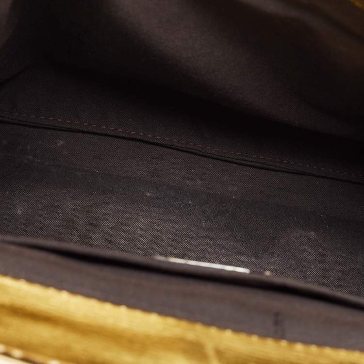 Pre Owned Fendi Gold Mirrored Leather B Shoulder Bag