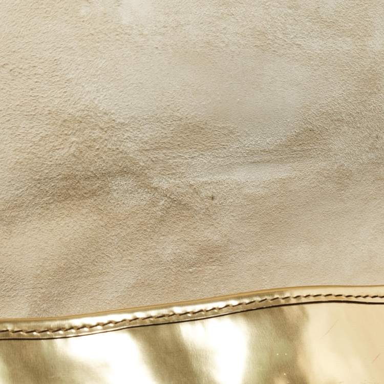 Pre Owned Fendi Gold Mirrored Leather B Shoulder Bag