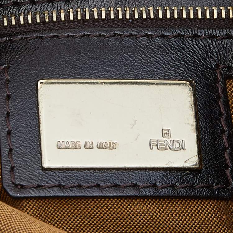 Pre Owned Fendi Tobacco Zucca Canvas and Leather Chef Chain Link Hobo